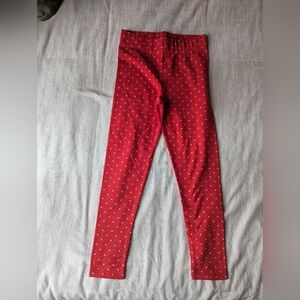 Mini Boden Red Leggings with White Dots